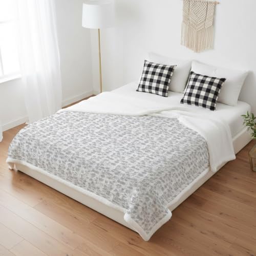 Fleece Sherpa Bed Blankets, Vintage Gray Microfiber Plush Flannel