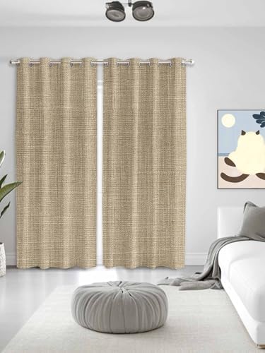 Brown Farmhouse Window Curtains 96 Inch Length, Vintage Country