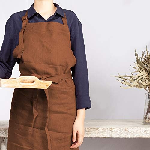 ATLINIA 100% Linen Apron for Women Men Apron for Kitchen Cooking