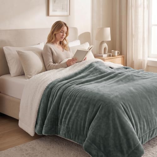 Twin Sherpa Blanket 60x80 Guest Bedroom Grey