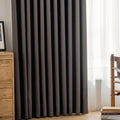 Epinki Curtain 2 Panel, Chenille Dark Gray Jacquard Solid Color