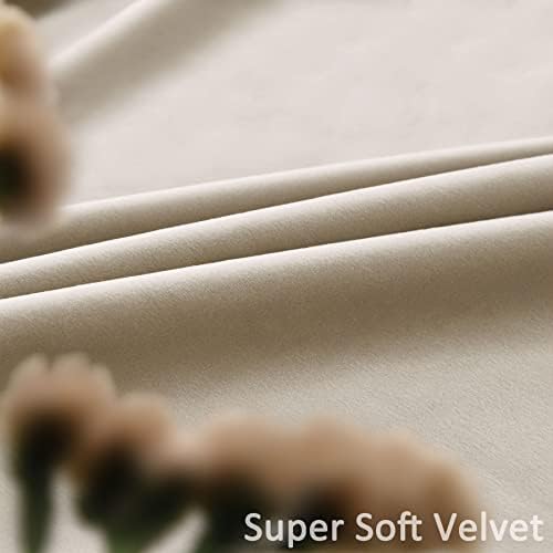 Fcosie Light Taupe Back Tab Velvet Curtains 96 inches Long | Rod