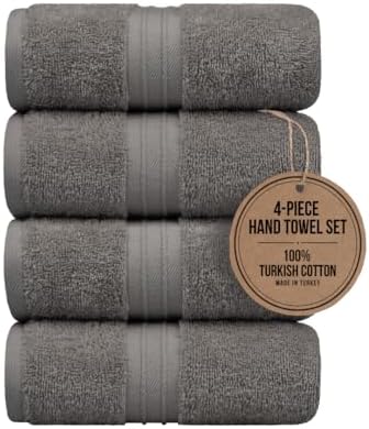 Hand Towels Set of 4 - Soft & Thick, Large (16"x 28") 100% Cotton