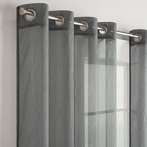 Eclipse Emina Crushed Sheer Voile Window Curtain Panel, Grommet Window