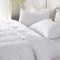 White Leopard Textured Tufted Duvet Cover Set King Size, 3 Pcs Ultra