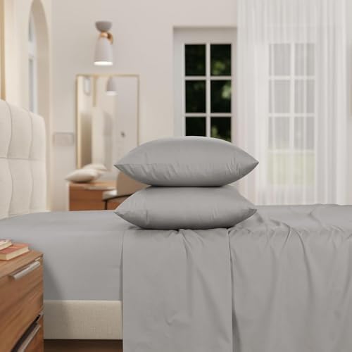 Izod Queen Bed Sheet Set, 100% Egyptian Cotton Percale, Crisp & Soft