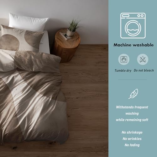 Geometric Duvet Cover King Size, Vintage Abstract Reversible Design