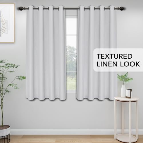 Easy-Going Linen Look Blackout Curtain 63 Inch Length Grommet Window