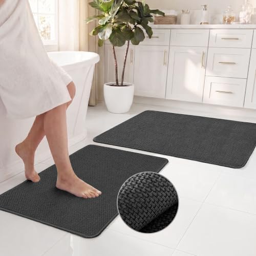 H.VERSAILTEX Bath Mat Set of 2 for Bathroom, Ultra Thin Chenille
