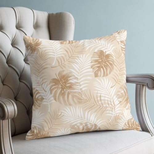 20x20 Pillow Covers Set of 2, Beige Palm Trees Tropical Throw Pillow