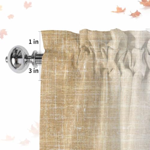 Brown Gray Window Curtains 72 Inch Length, Vintage Ombre Solid Color