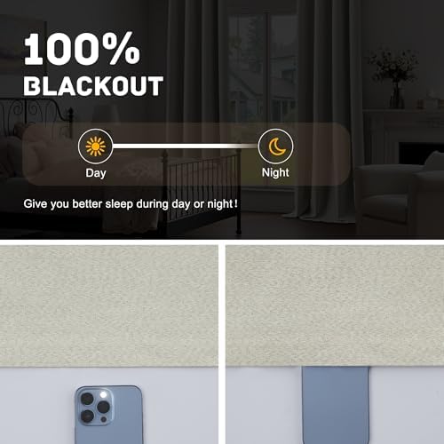 Extra Lenght 100% Blackout Linen Textured Curtains 120 Inch Length 2