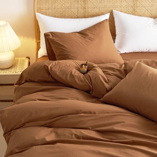 Wake In Cloud - Cotton Duvet Cover Set, 100% Washed Cotton, Linen Like