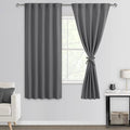 DWCN Grey Short Blackout Curtains for Bedroom - 63 inch Length Back