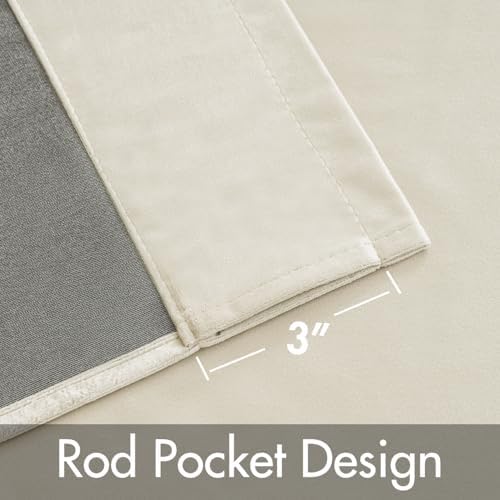 MIULEE Ivory Velvet Blackout Curtains 108 Inch Long 2 Panels, W40 x