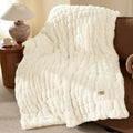 Bedsure Soft Double-Sided Faux Fur Throw XL Blanket, Cream, 50"x70"