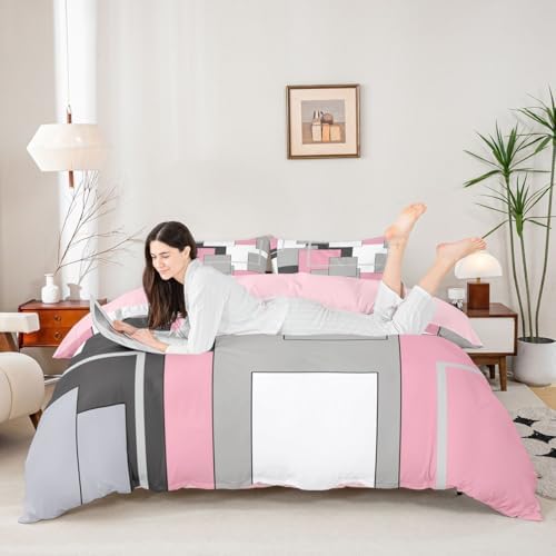 Feelyou Abstract Duvet Cover Queen Size Geometric Comforter Cover for