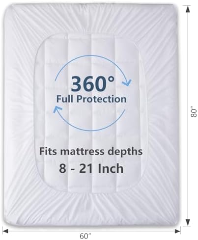 CozyLux Queen Size Mattress Pad Pillow Top Cotton Mattress Topper