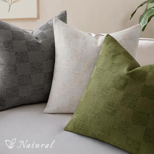 A moment Set of 2 Decorative Linen Throw Pillow Covers,Large Grid
