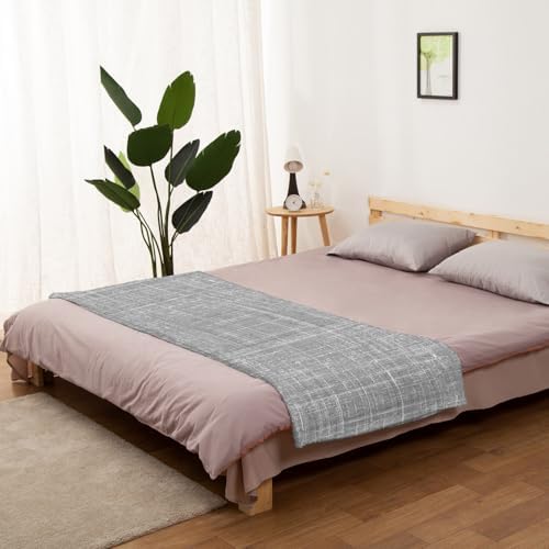 Flannel Fleece Blanket 60" x 80", Grey Microfiber Cozy Soft Throws for