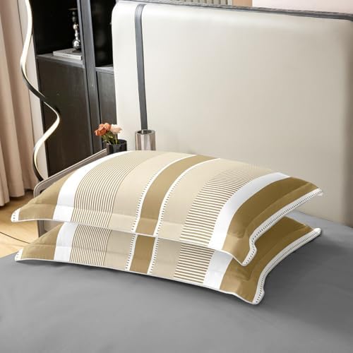Erosebridal Striped 100% Cotton Duvet Cover King Beige White Geometric
