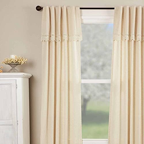 Piper Classics Flax and Lace Panel Curtains, Set of 2, 84" Long