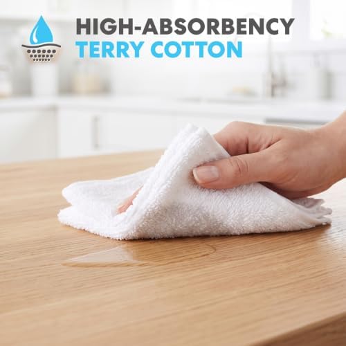 Simpli-Magic 79171 Terry Cleaning Cloths, 12"x12", White, 50 Pack