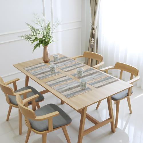 Wood Grain Placemats Set of 8 Rustic Slate Gray Wooden Striped Rustic