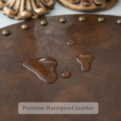 Faux Leather Round Placemats Set of 6, Dark Brown