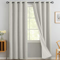 Yakamok Cream Linen Textured Curtains 84 Inches Long for Living Room