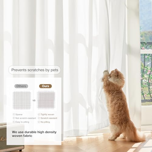 Anmao Non-See-Through Off White Privacy Semi Sheer Curtains for Living