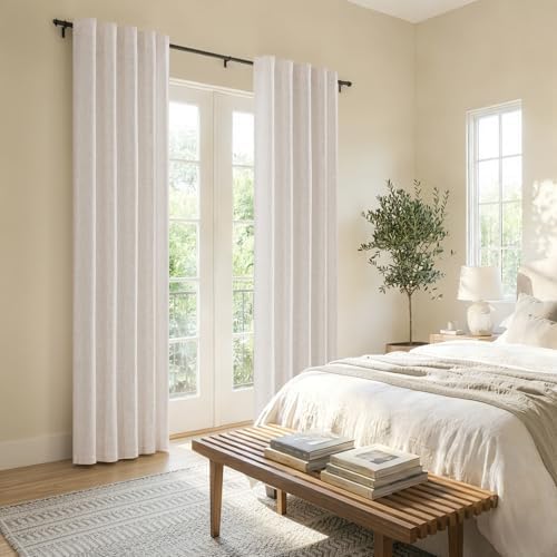 MIULEE Thick Linen Curtains, 42Wx120L, 2 Panels Nautral Light