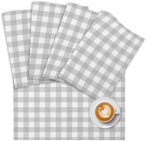 Placemats Set of 8 White Gray Gingham Place Mats for Dining Table