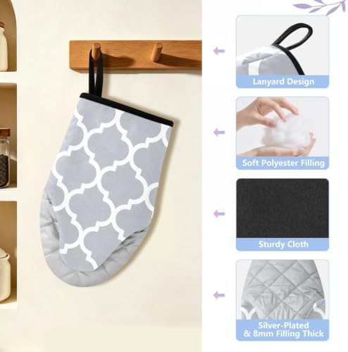 Gray Morocco Oven Mitts and Pot Holders Set 2 Pcs