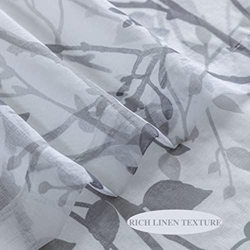 Luvyohmee White Grey Curtains 84 Inch Length 2 Panels Set, Semi Sheer
