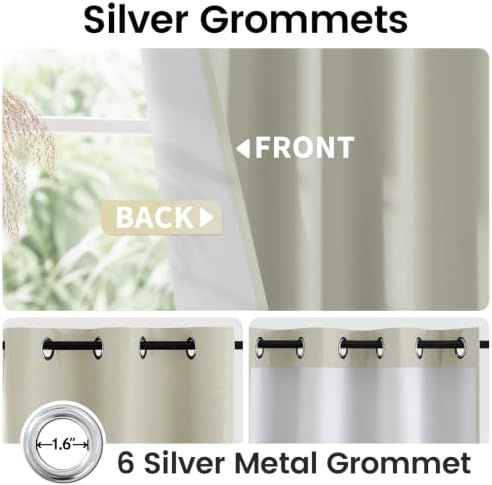 SimpleHome Cream 100% Blackout Curtains for Bedroom 84 Inch Length 2