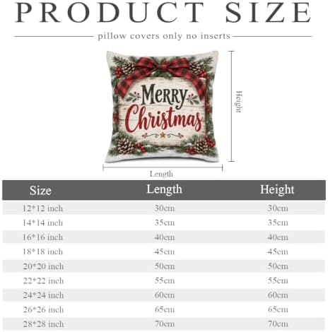 House Plaid Pillow Covers 22x22 Inch Set of 2 Linen for Christmas