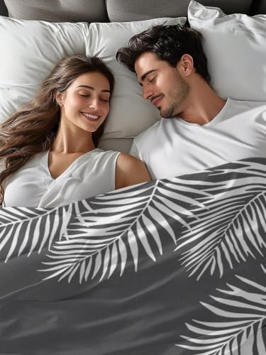 Cal King Size Flat Sheet Only, Watercolor Tropical Palm Leaf Bed Top