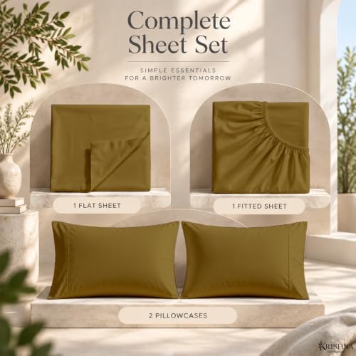 Queen 4 Piece Bed Sheet Set - 15" Deep Pocket, Soft Lightweight Taupe