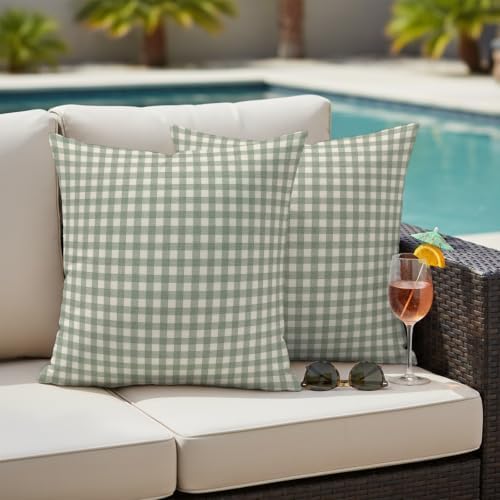 Pack of 2 Waterproof Outdoor Pillow Covers 20x20 Inch Decorative