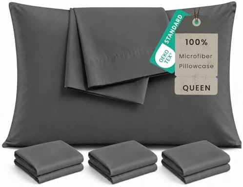 Queen Pillow Cases Set of 6, Ultra Soft Wrinkle-Free Microfiber Pillow