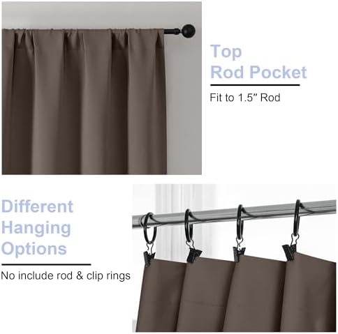 Simplebrand Ava Brown Blackout Curtains 72 Inch Length for Bedroom 2