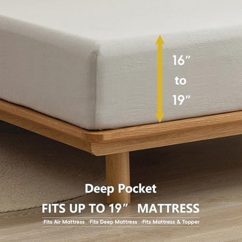 BESTOUCH California King Fitted Bottom Sheet:100% Washed Cotton