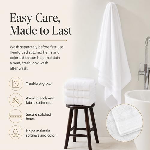 Velqora Bath Towels 6 Pack, 30x60 in, 100% Cotton, Soft & Absorbent