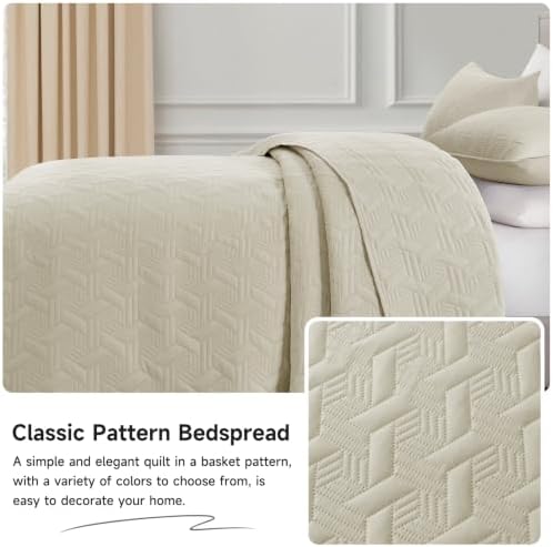 Lavsiry King Quilt Bedding Set with Pillow Shams, Beige