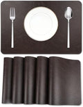 Cowhide Pattern Faux Leather Placemats Set of 6,Heat Resistant
