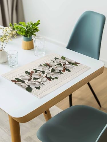 Botanical Flowers Placemats for Dining Table Set of 4, Farmhouse