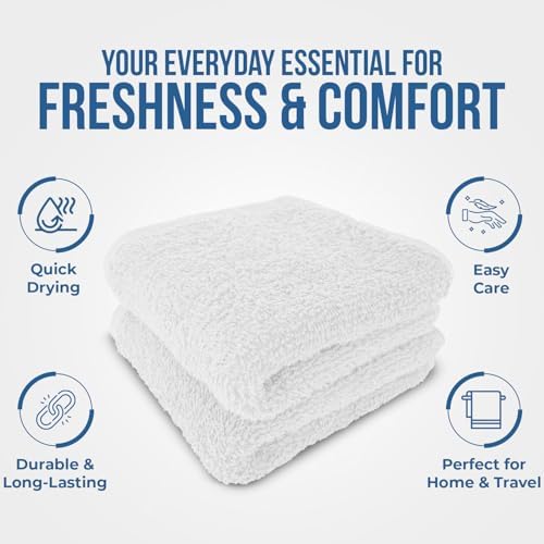 DAN RIVER 60 Pack Wash Cloths for Showering [12x12] - 100% Cotton
