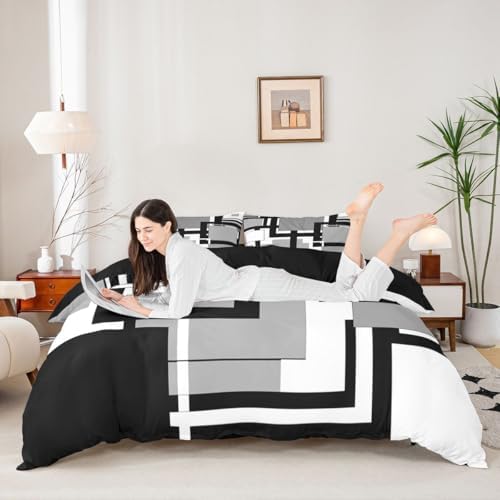 Feelyou Abstract Duvet Cover Queen Size Geometric Comforter Cover for