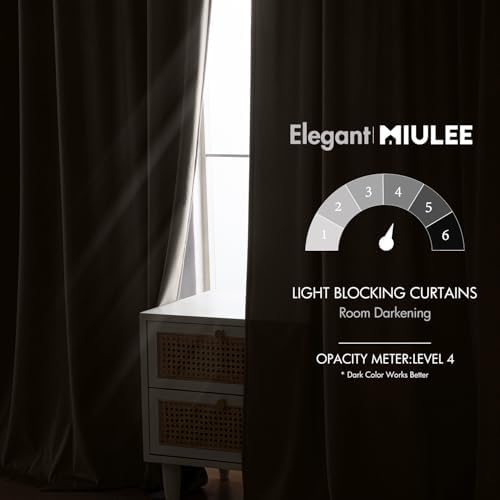 MIULEE Taupe Velvet Curtains 52x96 inches Luxury Blackout Curtains